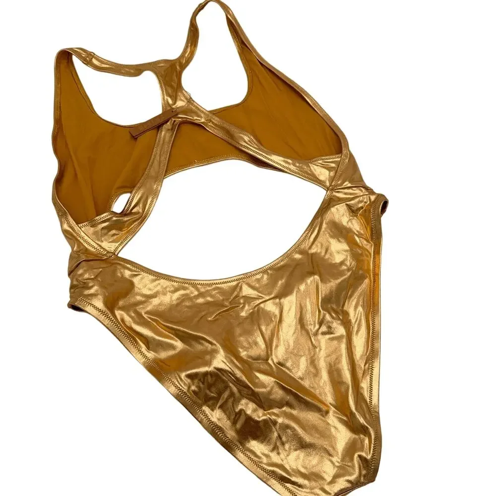 Skims Gold Cut Out One Piece Swim Swimsuit New with tags Size 2X